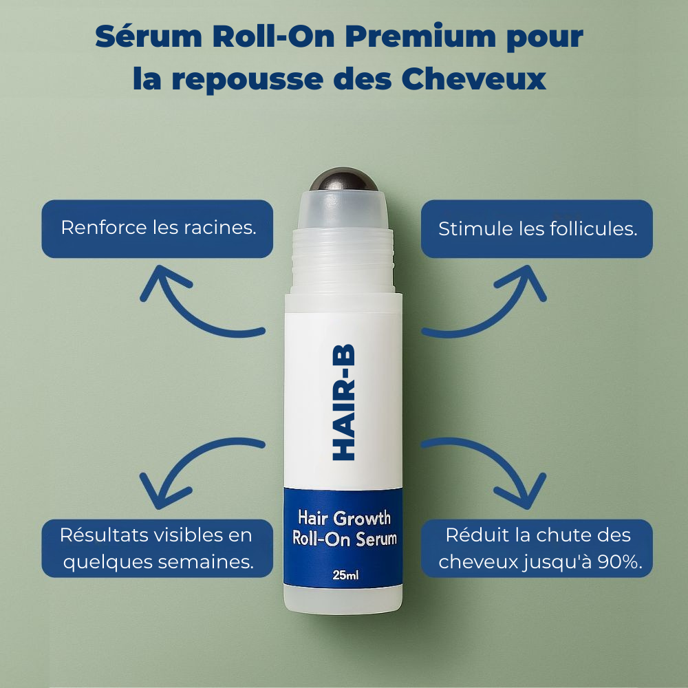 HAIR-B™ - Roll-On Révolutionnaire Anti-Chute + Repousse Visible en 21 Jours